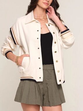 Heartloom Martin Jacket Womens Large Relaxed Varsity Fit Bomber Snap Front